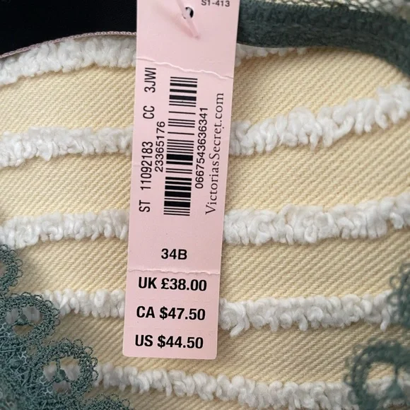 NEW Victoria Secret, Very Sexy, Sage Green Lace Bra 34B NWT - Picture 5 of 10